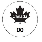 Figure 1 is a circle, in the middle of which is a black maple leaf that has the word “Canada” written within it and the numbers “00” written below it.