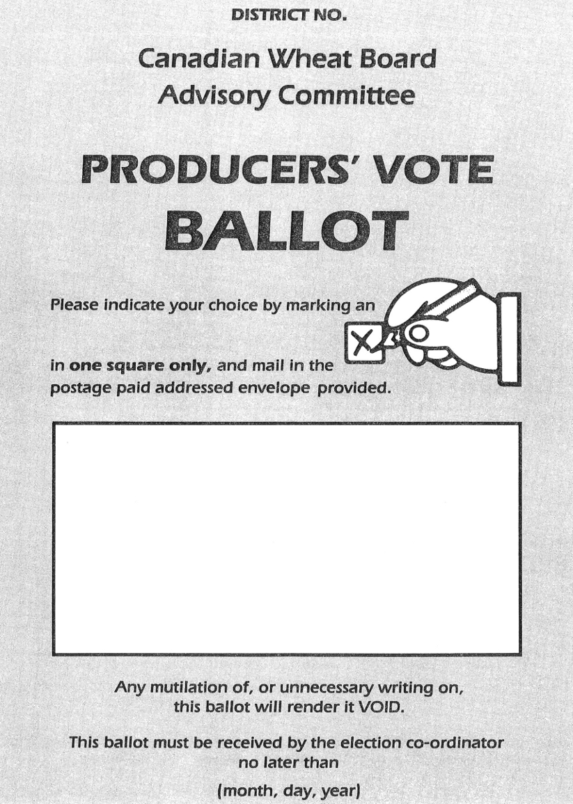 Sample of Producer’s Vote Ballot with a blank rectangular area