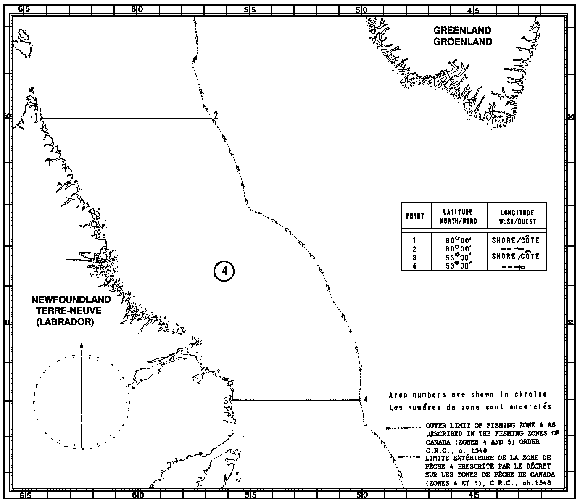 Map of Sealing Areas with latitude and longitude coordinates for four points outlining the area.