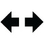 Symbole montrant, côte à côte, en silhouette, deux flèches qui sont horizontales et divergentes.