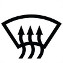 Symbol showing, in contour, a windshield whose bottom edge is crossed by three squiggly vertical arrows pointing upwards.