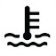 Symbol showing two wavy, parallel, horizontal lines, with a thermometer resting in a vertical position on the top line.