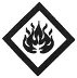 Un symbole pour avertissement - inflammable, décrit par un contour en forme de losange contenant une flamme.