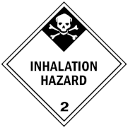 Description of Class 2.3 label and placard specific to toxic by inhalation gases.