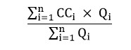 The formula for determining the weighted average CCa is the quotient of the following two sums: the sum of the product resulting from the multiplication of Qi and CCi for each sampling period “i” and the sum of Qi for each sampling period “i”.
