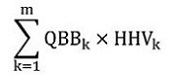 The summation of the products of QBBk and HHVk for each biomass fuel type “k”