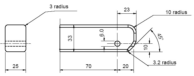 Diagram of Rear and Side View of Checking Device for Lower Connector System - Envelope Dimensions with measurements and specifications.